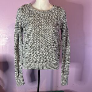 Old Navy Blue White Pullover Sweater Women’s Size Small Long Sleeve Knit Top